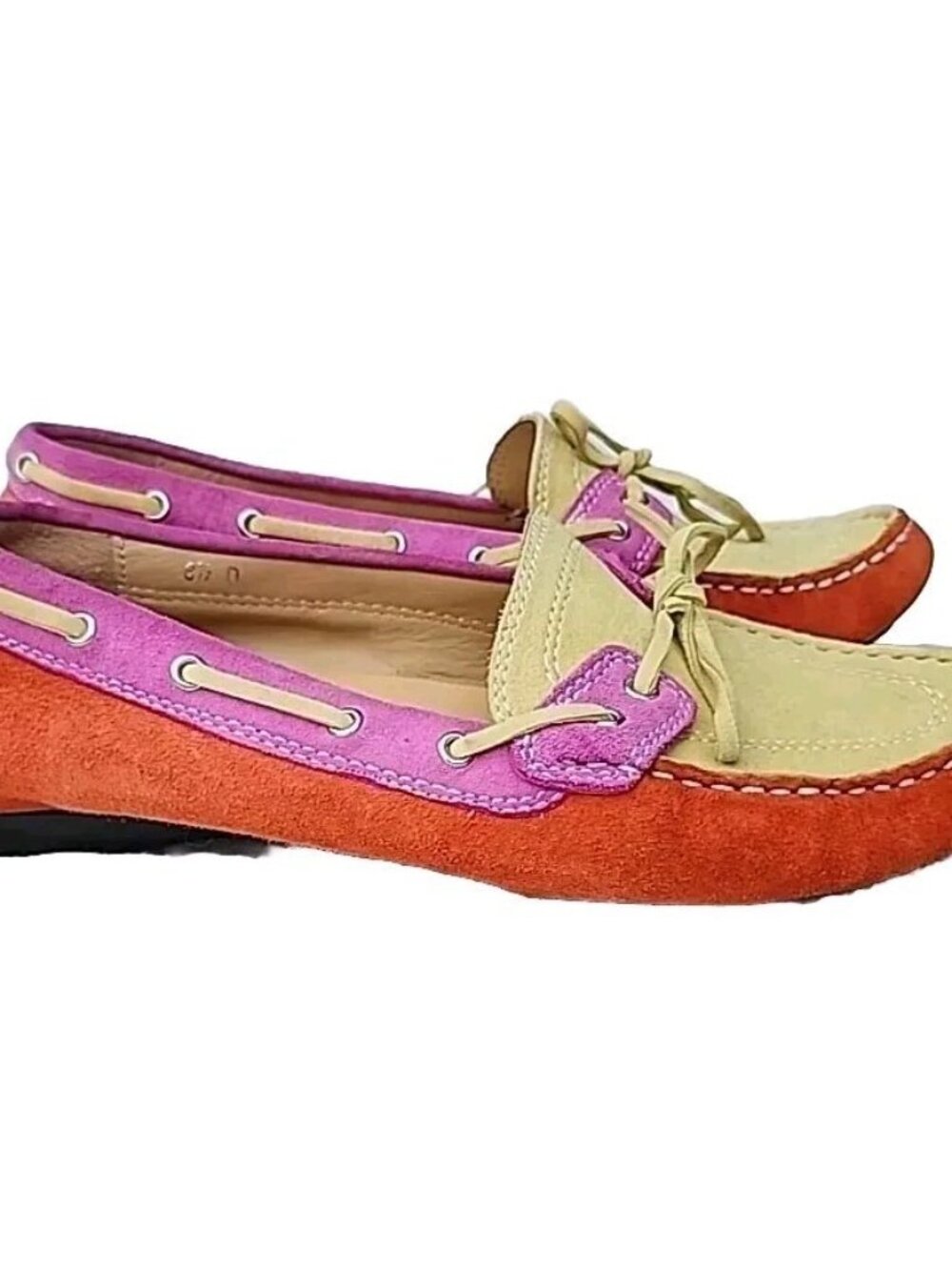 Vaneli Portugal Colorblock Pink Genuine Suede Mocassin Driving Comfy Shoes Sz8M - Picture 4 of 12